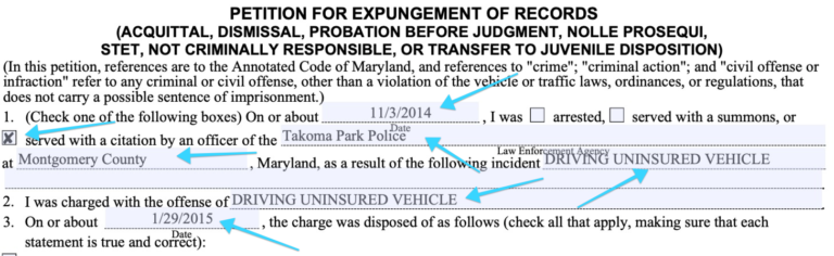 Maryland Expungement Form Completion Part 2